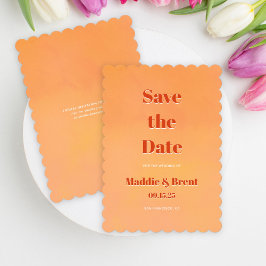 Save The Date Mariage Aquarelle Coucher de Soleil Orange Moderne
