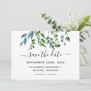 Save The Date Mariage Aquarelle de Feuillage de Verdure Botaniqu