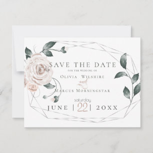 Save The Date MARIAGE   Aquarelle Dusty Rose Blush Pink Silver