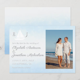 Save The Date Mariage Aquarelle Eau Rencontre Ciel