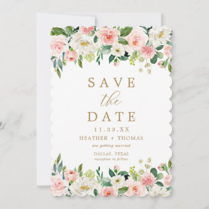 Save The Date Mariage Aquarelle Florale Élégant Rose Gold