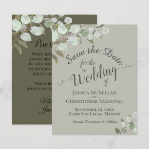 Save The Date Mariage Aquarelle Rustique Feuilles d'Eucalyptus S