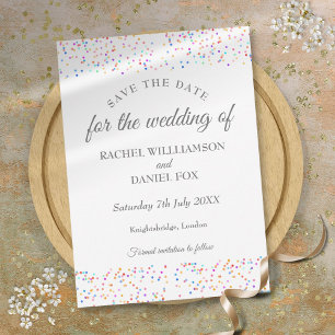Save The Date Mariage Arc-en-ciel Romantique avec Confettis