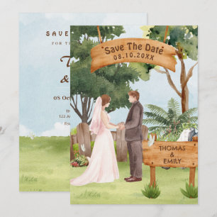 Save The Date Mariage art à l'aquarelle 