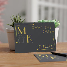 Save The Date Mariage Art Déco 1920 Élégant Noir Enregistrez La 
