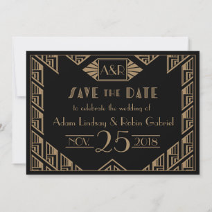 Save The Date Mariage Art Déco Élégant Sauvegarder La Date