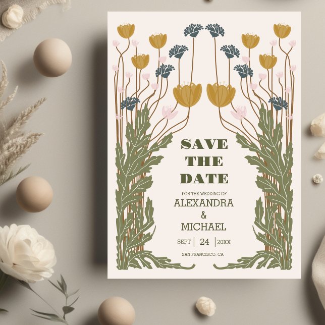 Save The Date Mariage Art Nouveau Floral Vintage (Créateur téléchargé)
