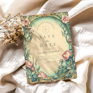 Save The Date Mariage au jardin bleu rosé
