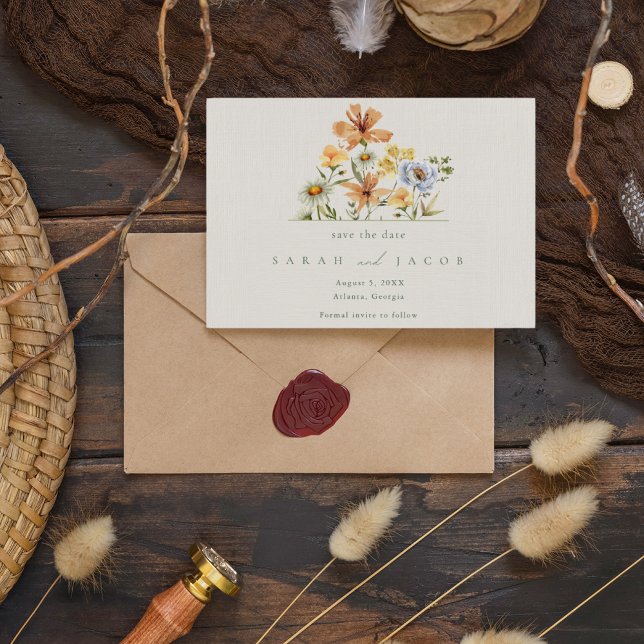 Save The Date Mariage au jardin botanique de fleurs sauvages (Créateur téléchargé)