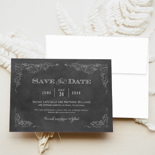 Save The Date Mariage au vignoble Charcoal Grapevine