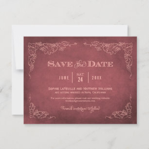 Save The Date Mariage au vignoble de raisin de vin de Bourgogne