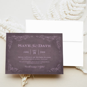 Save The Date Mariage au vignoble Dusty Mauve Grapevine