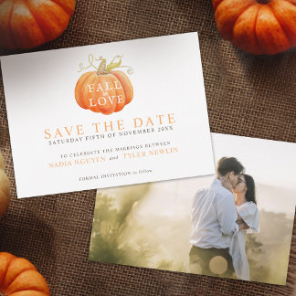 Save The Date Mariage automnal à l'aquarelle de citrouille et ph