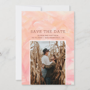 Save The Date Mariage aux coups de pinceau rose moderne
