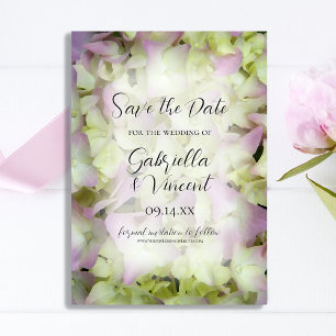 Save The Date Mariage aux fleurs d'Hydrangea presque rose Sauvez