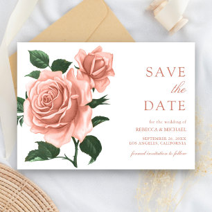 Save The Date Mariage aux Roses Pêches Anciennes Rustiques et Po