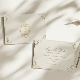 Save The Date Mariage Baroque Crème et Or