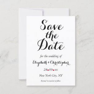 Save The Date Mariage blanc de script simple et élégant Fiançail