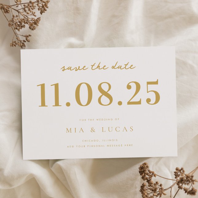 Save The Date Mariage blanc minimal Chic or date non photo (Créateur téléchargé)