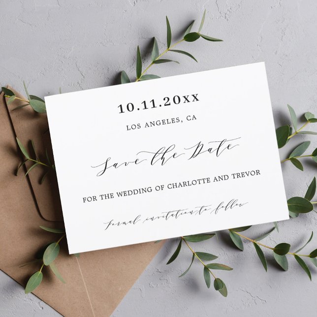 Save The Date Mariage blanc noir script moderne (Créateur téléchargé)