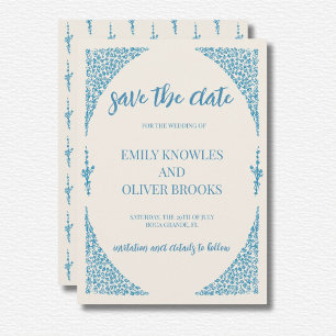 Save The Date Mariage bleu Azulejo