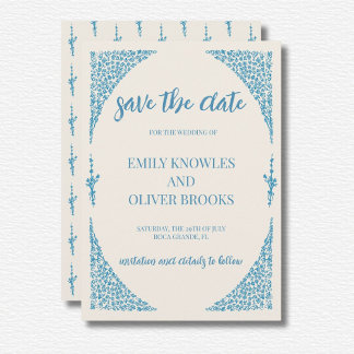 Save The Date Mariage bleu Azulejo