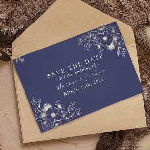 Save The Date Mariage bleu de la marine Gold Script