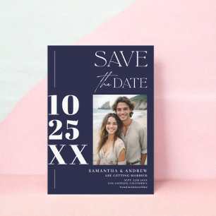 Save The Date Mariage bleu marine chic moderne