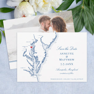 Save The Date Mariage bleu marine de la baie de Chesapeake Annap