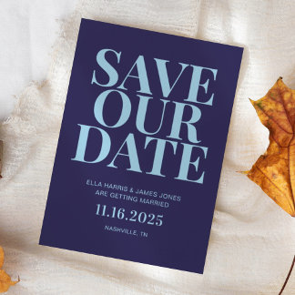 Save The Date Mariage bleu marine minimaliste moderne