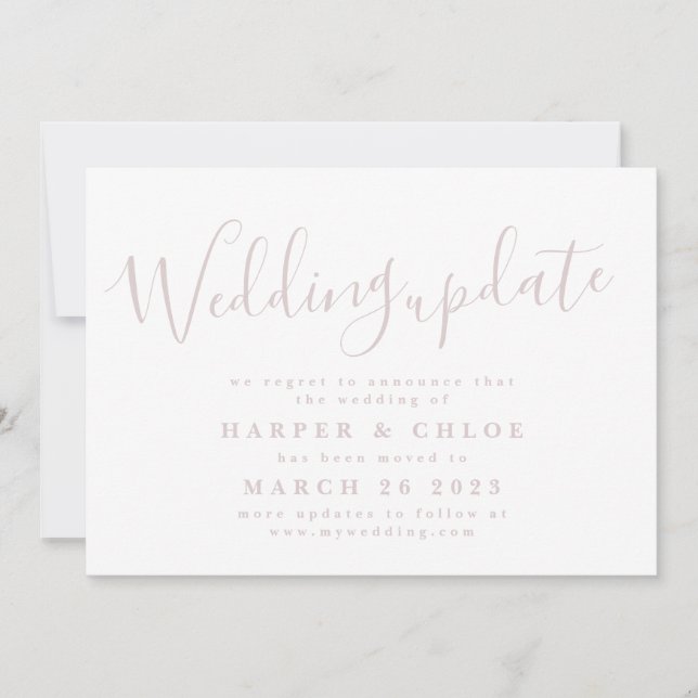 Save The Date Mariage Blush rose Changement de date Report (Devant)