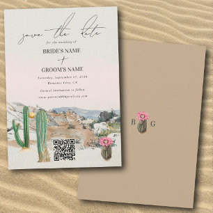 Save The Date Mariage bohème au cactus du désert à l'aquarelle