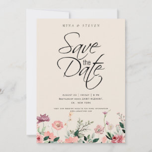 Save The Date mariage bohème chic aux fleurs sauvages 