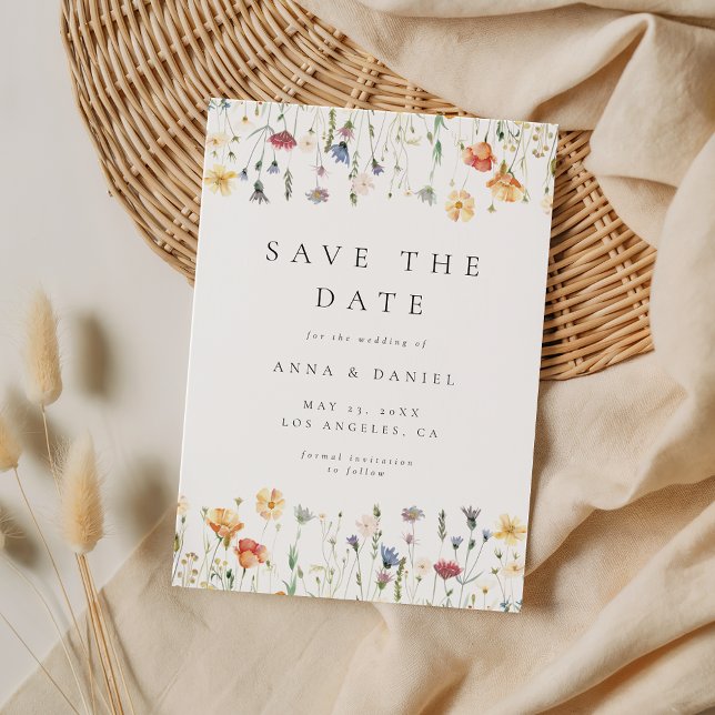 Save The Date Mariage Bohème Chic aux Fleurs Sauvages (Créateur téléchargé)