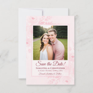 Save The Date Mariage Bohème Chic Rose Pivoines & Photo