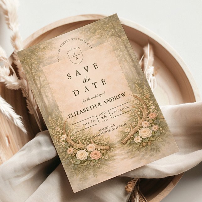 Save The Date Mariage Bohème Floral de Bois de Cerf (Créateur téléchargé)