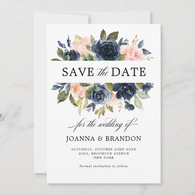 Save The Date Mariage Bohème Rose Rose Foncé (Devant)