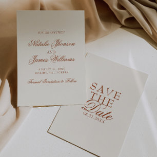 Save The Date Mariage Bohème Terracotta Orange Brûlé Crème Chic