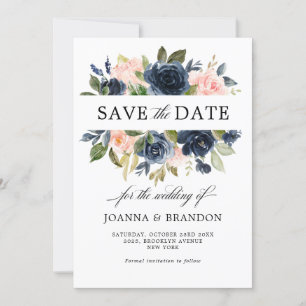 Save The Date Mariage Boho bleu bleu bleu rose bleu marine