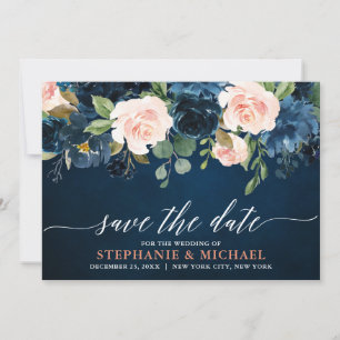 Save The Date Mariage Boho bleu bleu bleu rose bleu marine