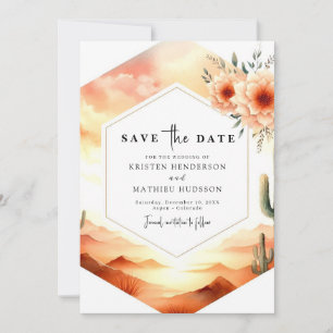 Save The Date Mariage Boho Cactus simple