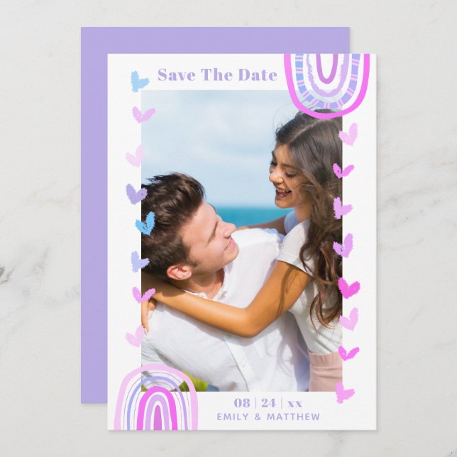 Save The Date Mariage Boho Décontracté moderne engagé (Devant / Derrière)