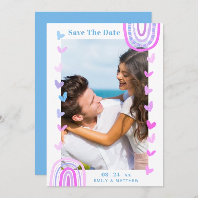 Save The Date Mariage Boho Décontracté moderne engagé (Devant / Derrière)