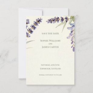 Save The Date Mariage botanique à la lavande bleue écossaise