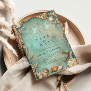 Save The Date Mariage Botanique Coquillage Côtier