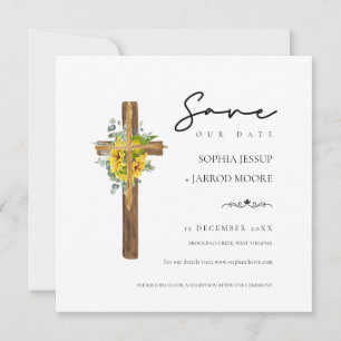Save The Date Mariage botanique de la Croix de bois rustique mod