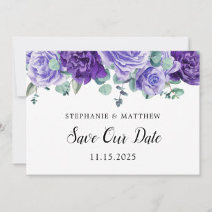 Save The Date Mariage botanique d'Eucalyptus aux fleurs violette