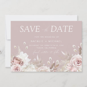 Save The Date Mariage Botanique Fleur de Luxe Rose