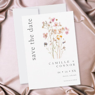 Save The Date Mariage Botanique Fleur Sauvage Pressée Bohème Min