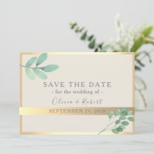 Mariage Botanique Gold Greenery Date de sauvegarde